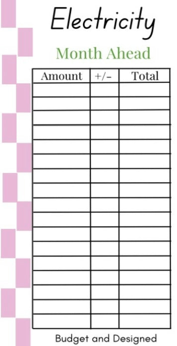 Month Ahead Check Tracker
