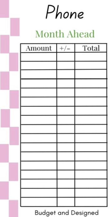 Month Ahead Check Tracker