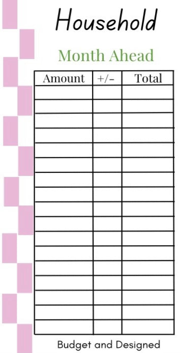 Month Ahead Check Tracker