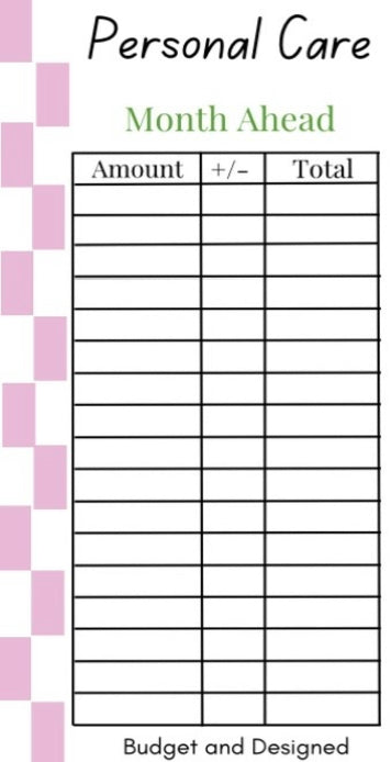 Month Ahead Check Tracker
