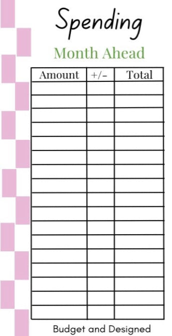 Month Ahead Check Tracker