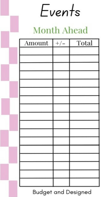 Month Ahead Check Tracker
