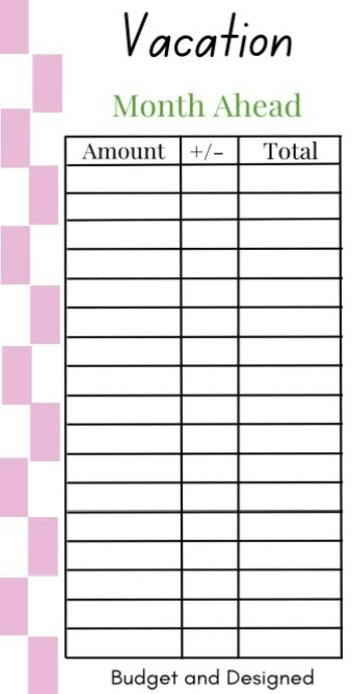 Month Ahead Check Tracker