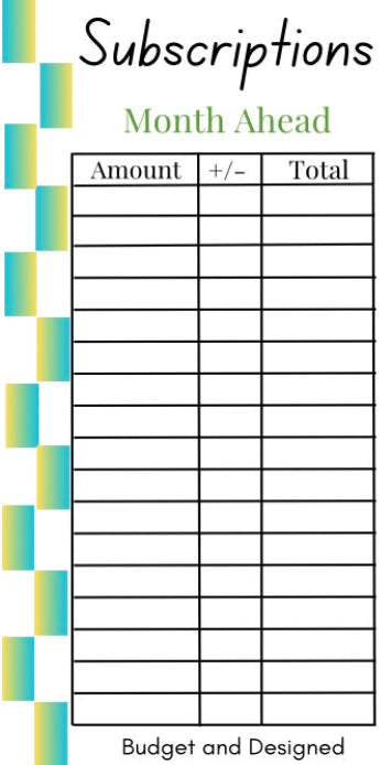 Month Ahead Check Tracker