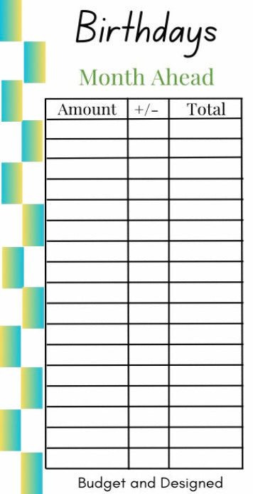 Month Ahead Check Tracker