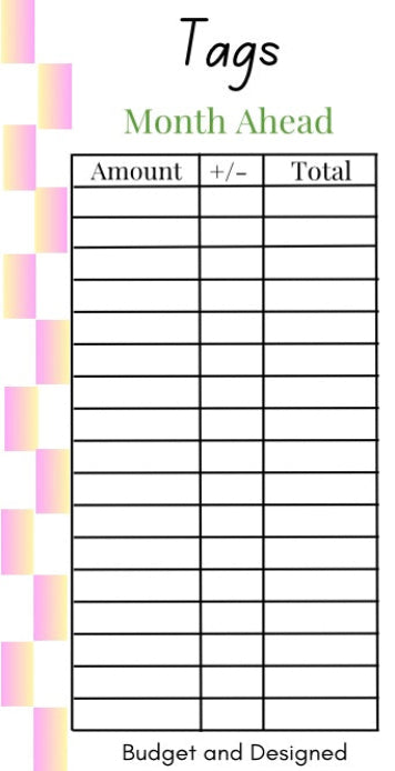 Month Ahead Check Tracker