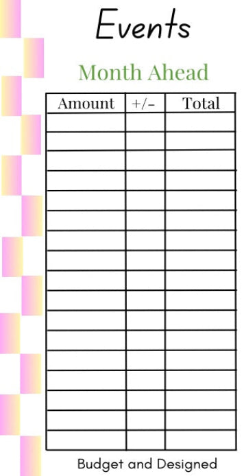 Month Ahead Check Tracker
