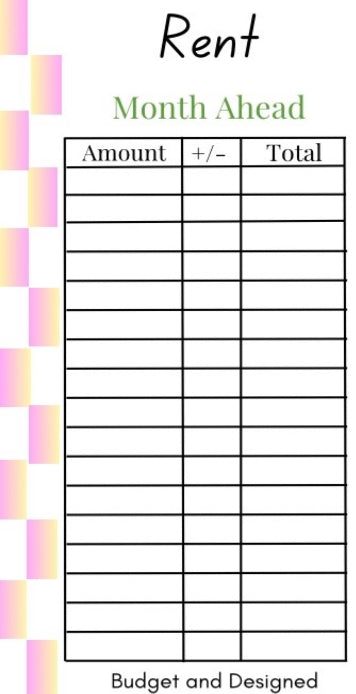 Month Ahead Check Tracker