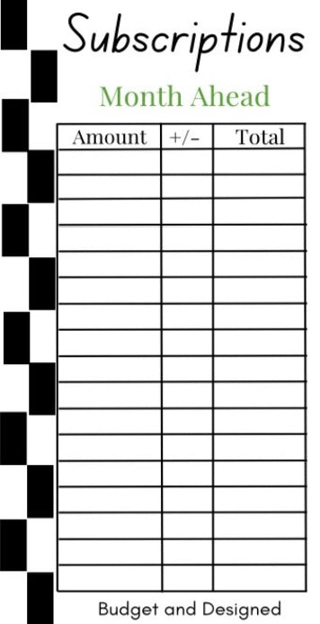 Month Ahead Check Tracker