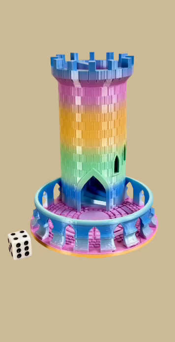 Rainbow Silk Castle Dice Tower