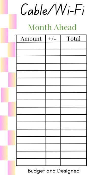 Month Ahead Check Tracker