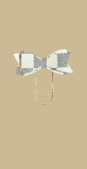 2" Faux Leather Checkered Bow/Gold Paper Clip