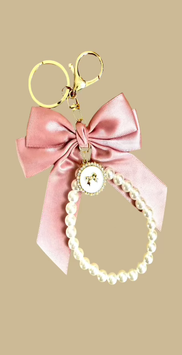 Pink and Pearls Keychain Clip