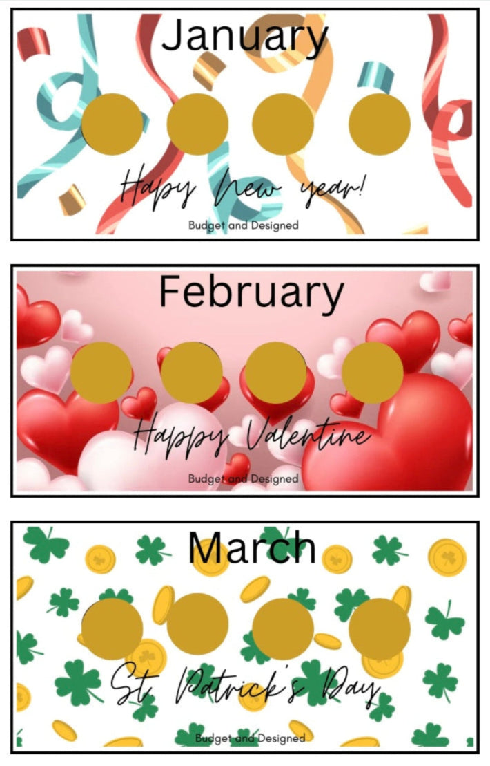 $1K Monthly Scratch-off Savings Challenge Digital Version