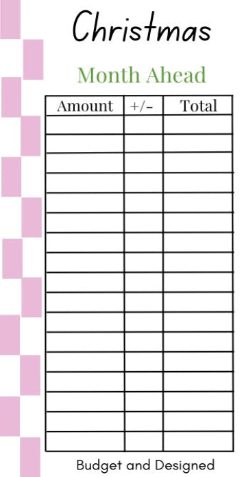 Month Ahead Check Tracker