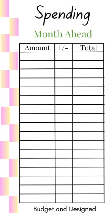 Month Ahead Check Tracker