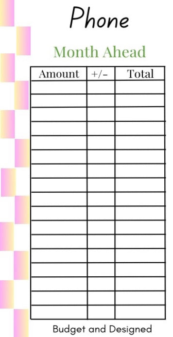 Month Ahead Check Tracker