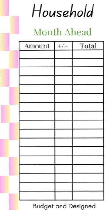 Month Ahead Check Tracker