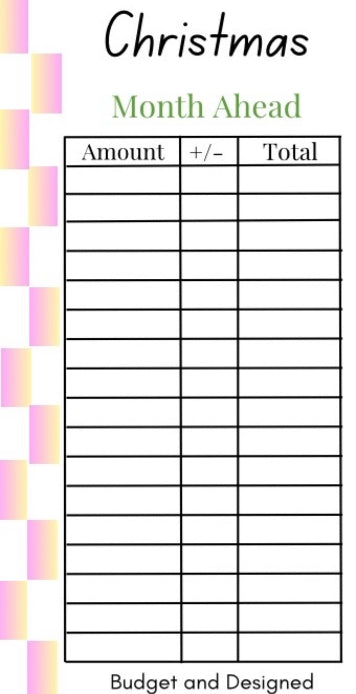 Month Ahead Check Tracker