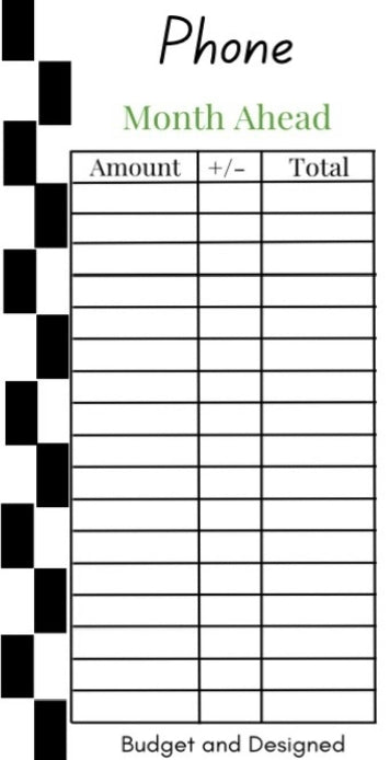 Month Ahead Check Tracker