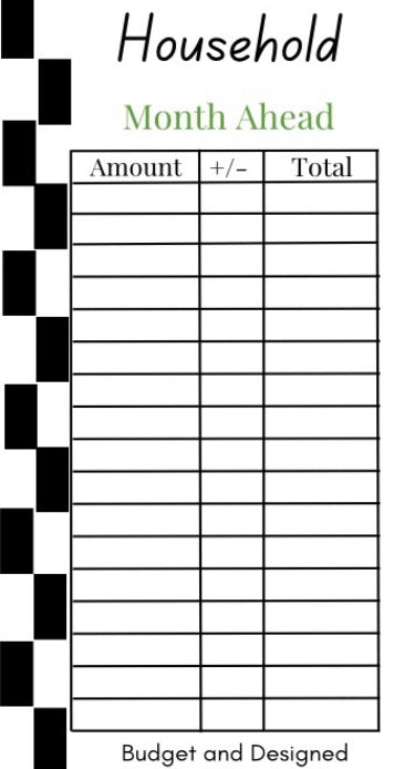 Month Ahead Check Tracker
