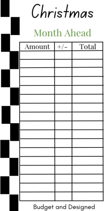 Month Ahead Check Tracker