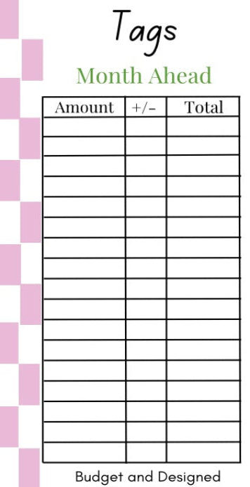 Month Ahead Check Tracker